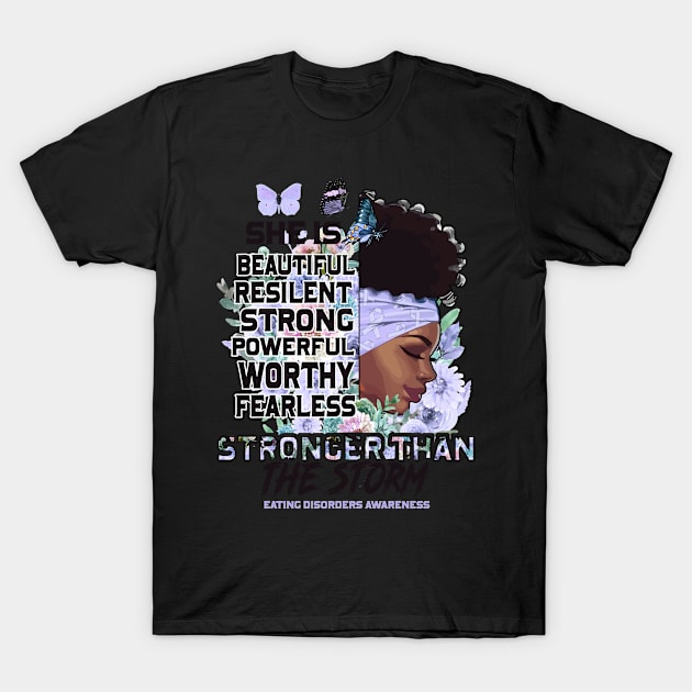 Eating disorders Awareness Black Girl Stronger than the storm Support Gift T-Shirt by Benjie Barrett